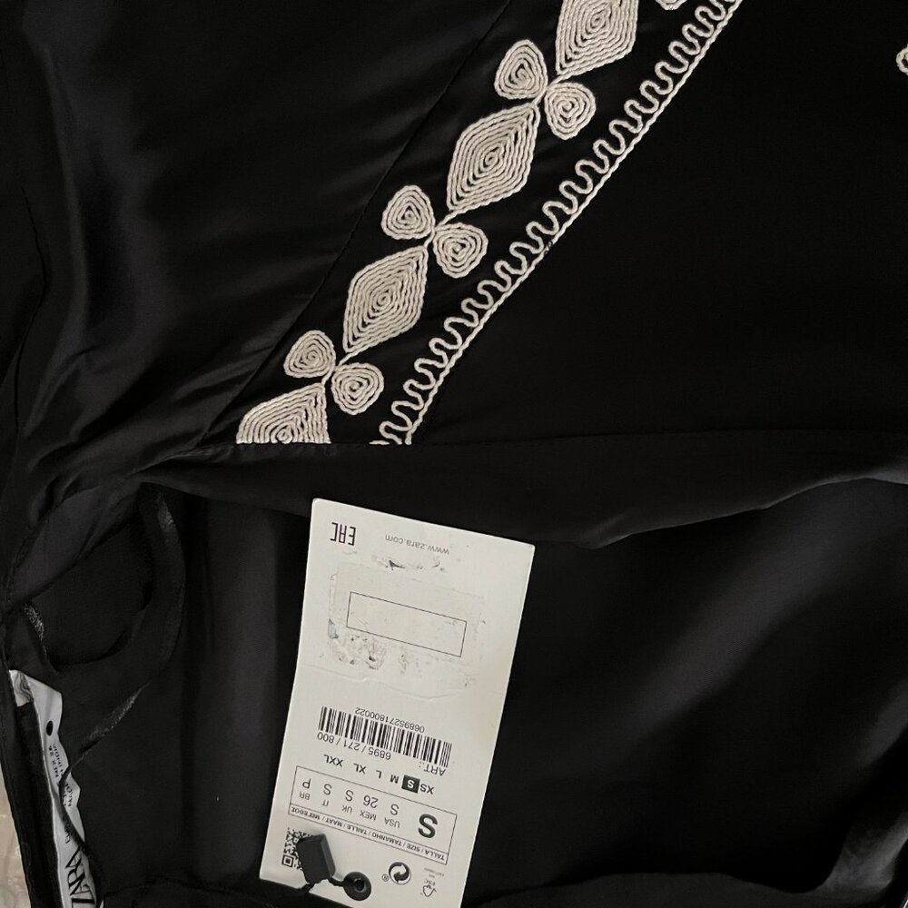 BNWT ZARA Bohemian embroidered jet black beauty (S) - Picture 7 of 7